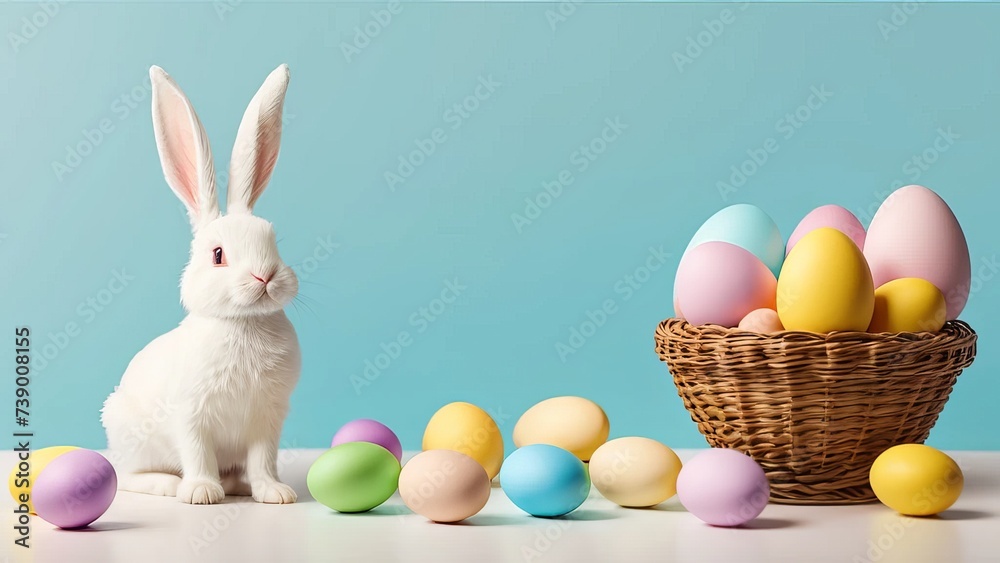 Simple Easter Background Image: Features Easter eggs and bunnies on a minimalist background. The surrounding empty space allows for the addition of other elements. Simple Easter Background Image: Features Easter eggs and bunnies on a minimalist background. The surrounding empty space allows for the addition of other elements.