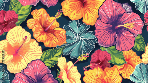 colorful hibiscus flower background natural exotic bold and striking