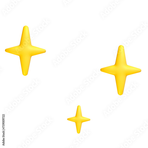 3D star sparkle emoji. Cute shiny star shaped object. Magic element. Cartoon creative design icon isolated on white background. 3D Rendering