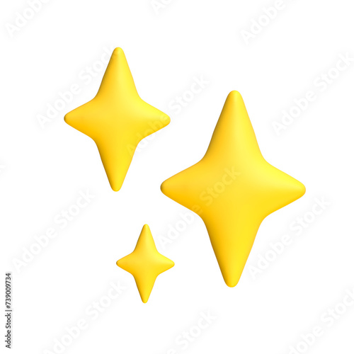 3D star sparkle emoji. Cute shiny star shaped object. Magic element. Cartoon creative design icon isolated on white background. 3D Rendering