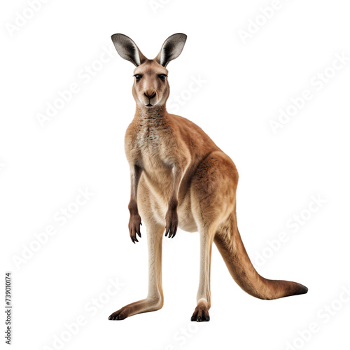 Portrait of a kangaroo full body, standing front view, isolated on transparent background © The Stock Guy