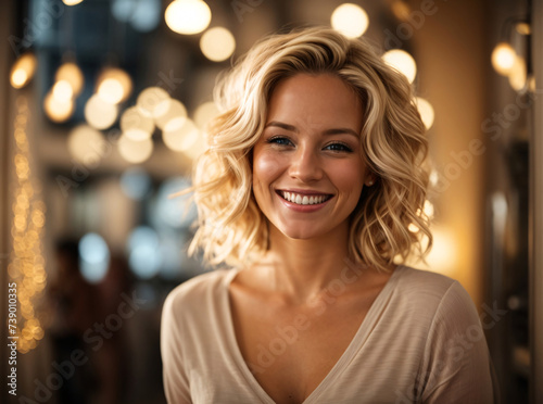 Radiant American Charm. Stylish Portrait of a Happy Young Woman
