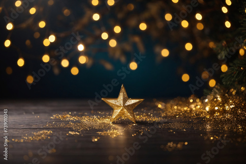 Starlit Christmas Night. Festive Wood and Star Decorations