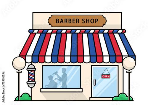 Barber shop building in town. Vector Illustration.