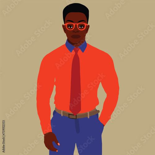 Afro black man in elegant art style vector
