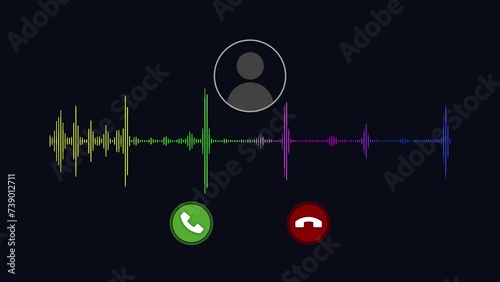 Green accept button and red color call ending button animation with voice spectrum. Concept on voice phishing crime.
 photo