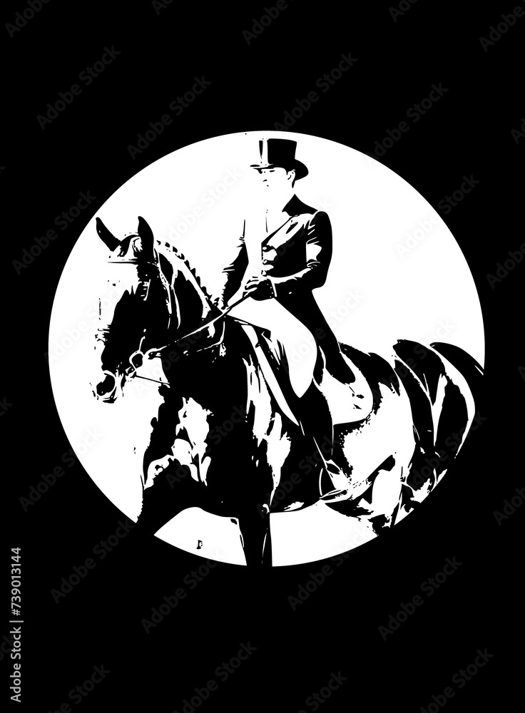 A silhouette of a cowboy riding a horse