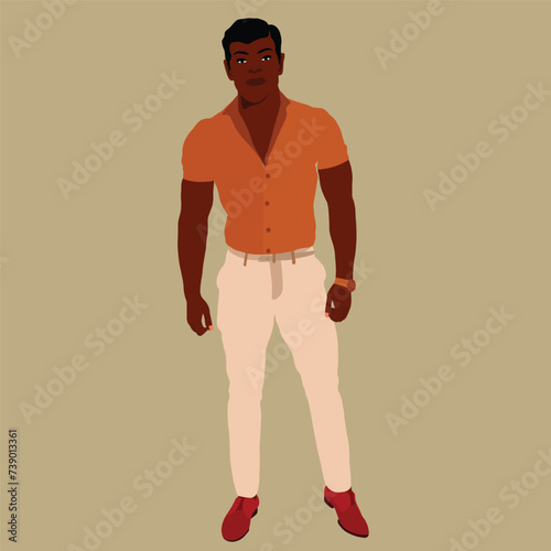 Modern fashionable black man in elegant art style vector