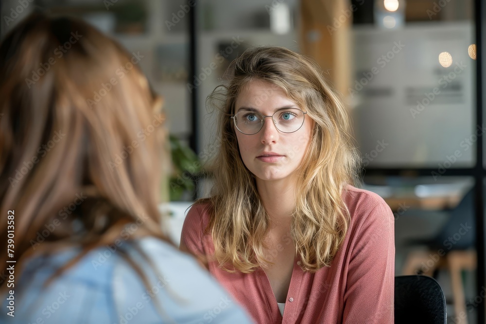 Professional job interview in progress With a focused female manager engaging with a potential candidate Showcasing a modern and inclusive workplace. Professional job interview in progress With a focused female manager engaging with a potential candidate Showcasing a modern and inclusive workplace.