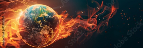Earth Engulfed in Flames. Generative AI