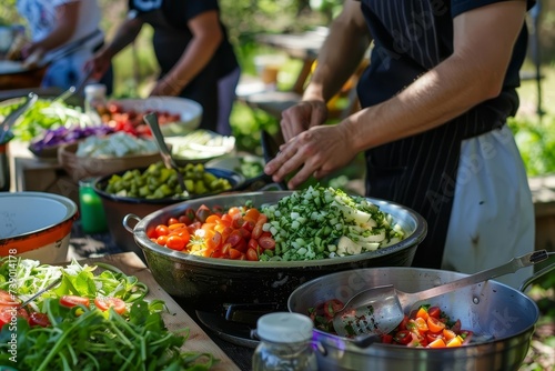 Plant-based cooking contest in a community garden Challenging chefs to create innovative vegetarian dishes using only locally grown ingredients