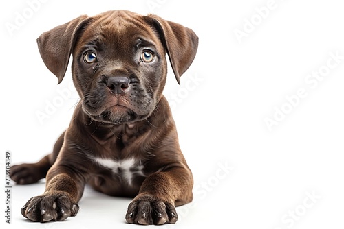 Generative AI : Bordeaux puppy dog sitting in front. isolated on white background