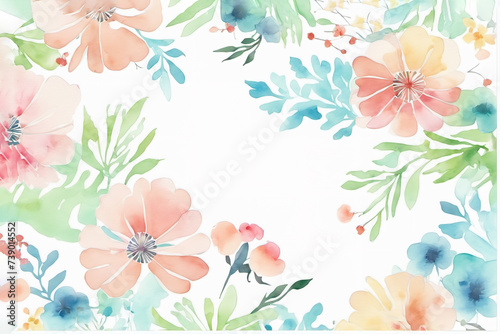 Brilliant watercolor flat style flowers background
