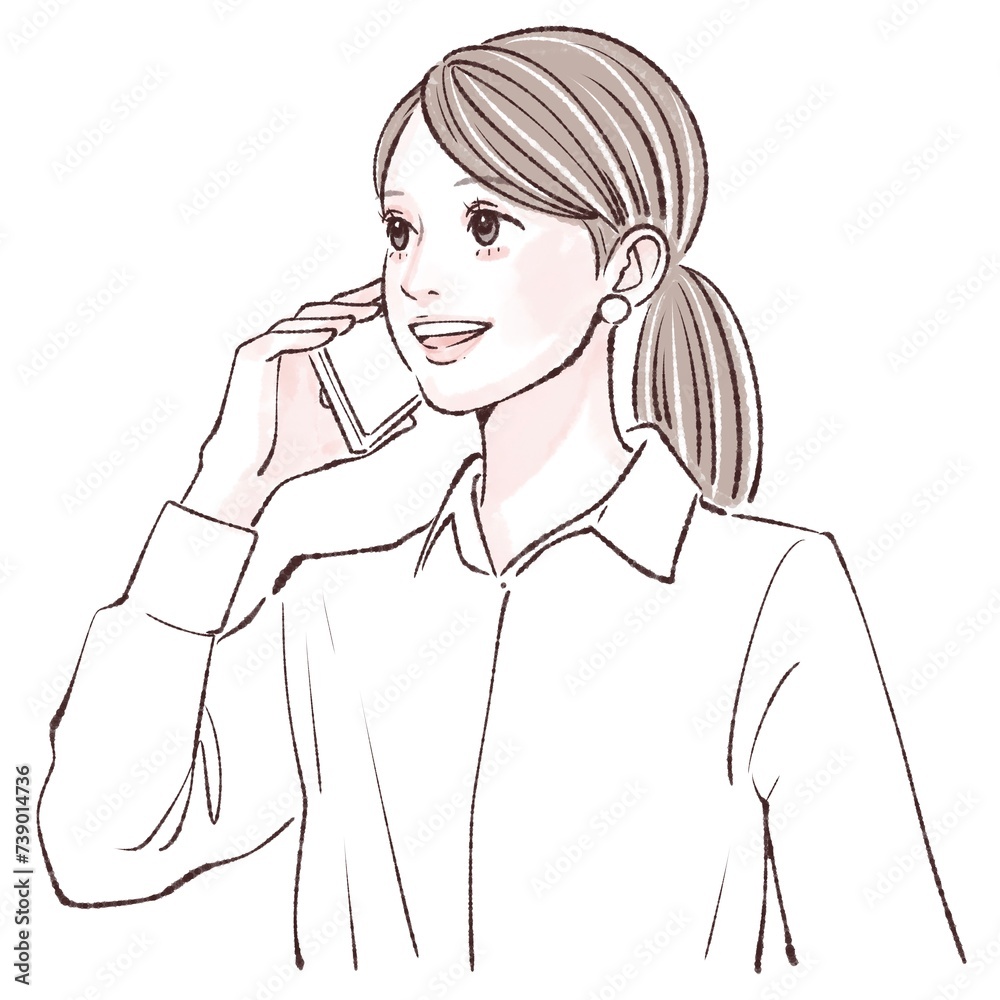 スマートフォンを持つ女性のイラスト素材 スマートフォンを持つ女性のイラスト素材