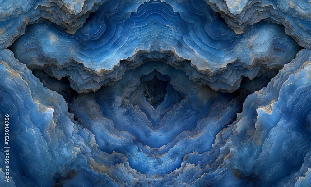 Fototapeta premium Abyssal Echoes: Geode-Inspired Blue Strata Depth Artwork