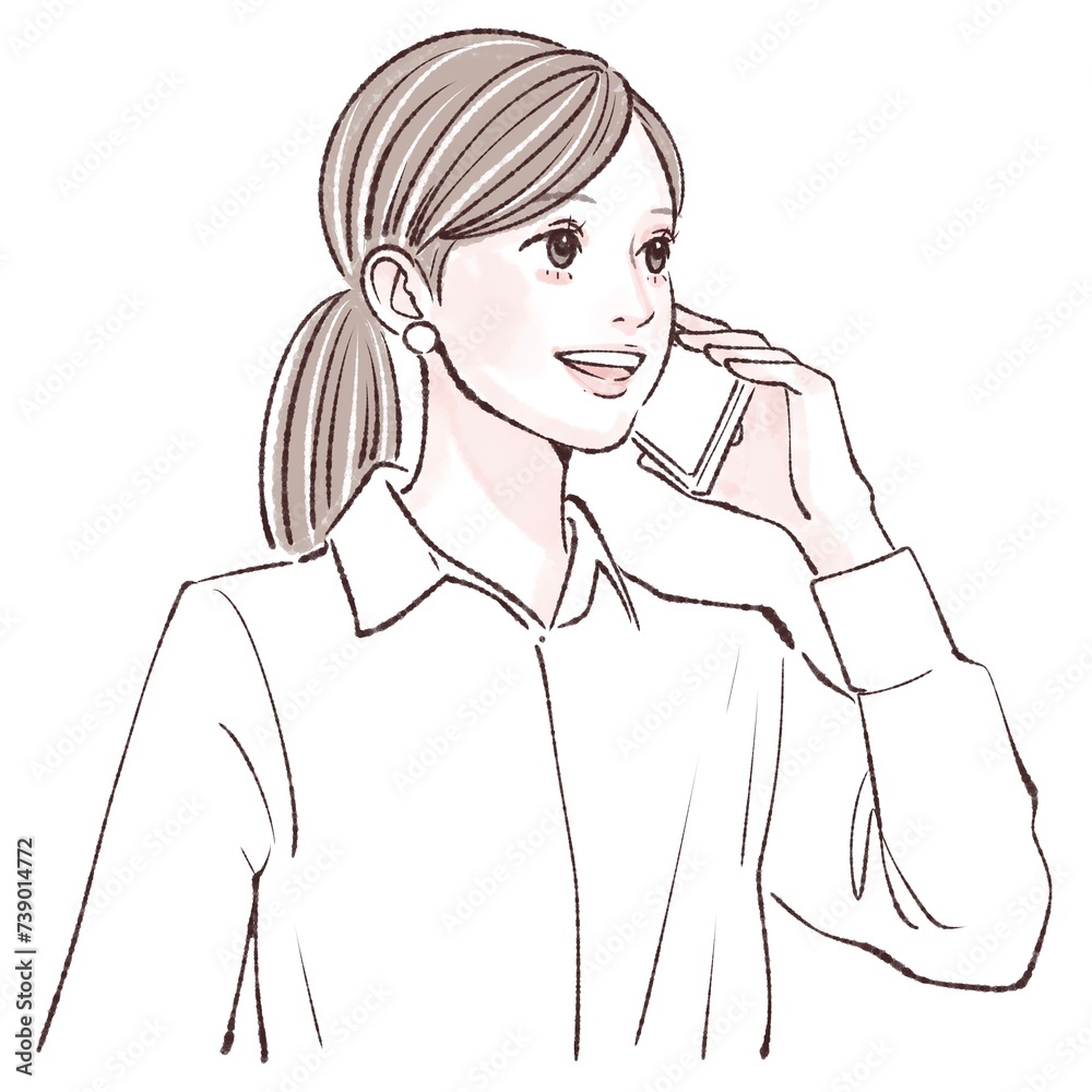 スマートフォンを持つ女性のイラスト素材 スマートフォンを持つ女性のイラスト素材