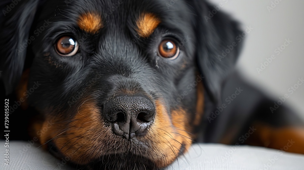 Fototapeta premium Generative AI : Rottweiler puppy isolated on white background