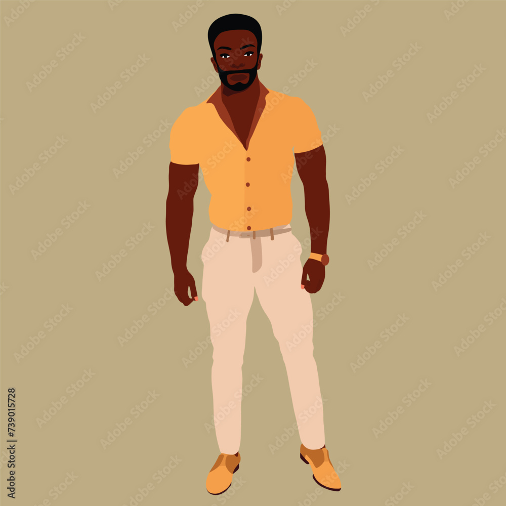 Fototapeta premium Afro black man in elegant art style vector