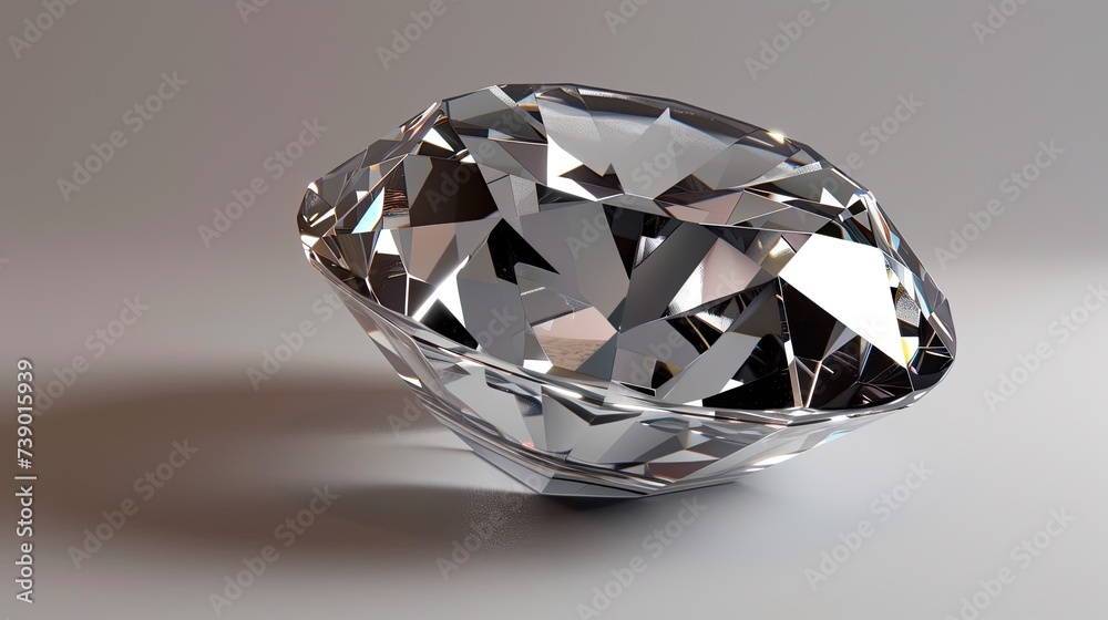 A crystalline 3D diamond sparkles with elegance and luxury. A crystalline 3D diamond sparkles with elegance and luxury.