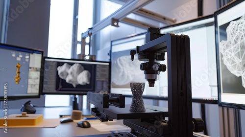 A compact 3D scanner captures objects for printing.