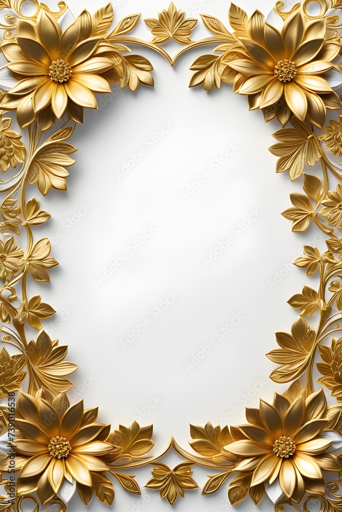 Luxury Gold Flower Frame Border Illustration Luxury Gold Flower Frame Border Illustration