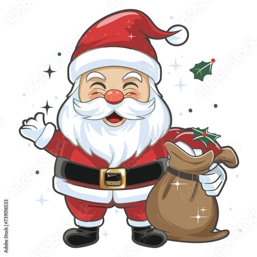 cute santa cluse cartoon vector on white background 