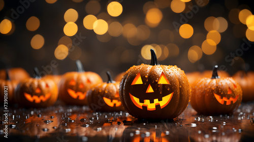 Halloween Jack o Lantern Pumpkin with a spooky face.
