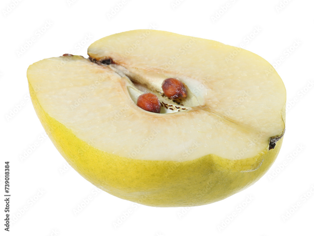 Half of fresh ripe quince isolated on white Half of fresh ripe quince isolated on white