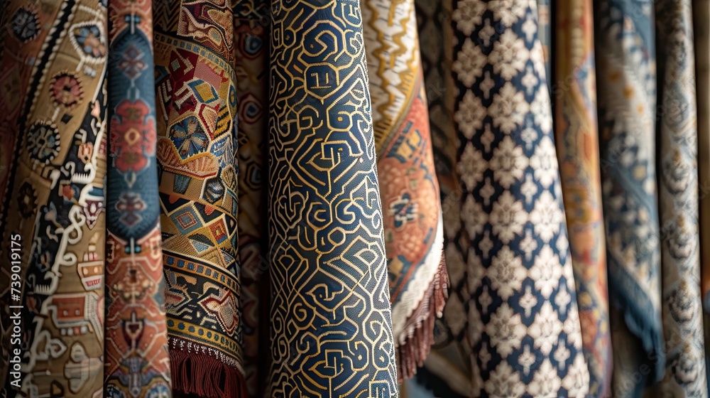 A beautiful tapestry featuring Islamic geometric patterns. A beautiful tapestry featuring Islamic geometric patterns.