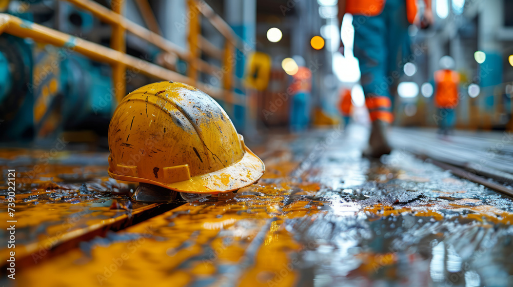 A construction worker experiencing a slip-and-fall accident on a floor at a construction site,generative ai