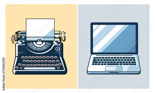 typewriter and a laptop Evolution in technology