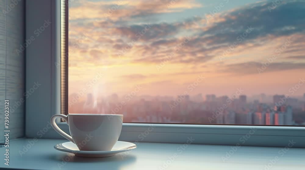 Tranquil Twilight: Enjoying Tea by the Sunset Window Seamless looping 4k time-lapse virtual video animation background. Generated AI Tranquil Twilight: Enjoying Tea by the Sunset Window Seamless looping 4k time-lapse virtual video animation background. Generated AI