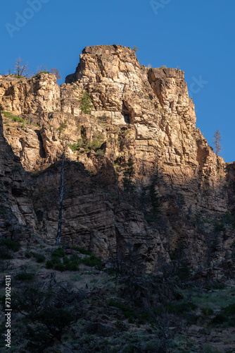 In a summer morning  cliffs viewed from the grizzly creek trail in the Glenwood Canyon  White River National Forest  Glenwood Springs  Colorado  United-States 