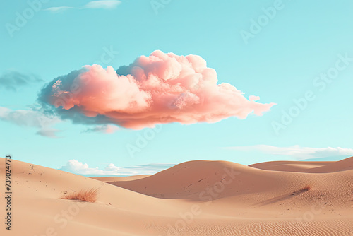 Ethereal Desert: Soft Pink Cloud Amongst Dunes 