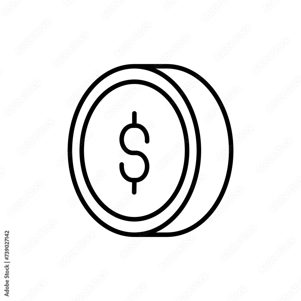 Dollar coin outline icons, minimalist vector illustration ,simple transparent graphic element .Isolated on white background Dollar coin outline icons, minimalist vector illustration ,simple transparent graphic element .Isolated on white background