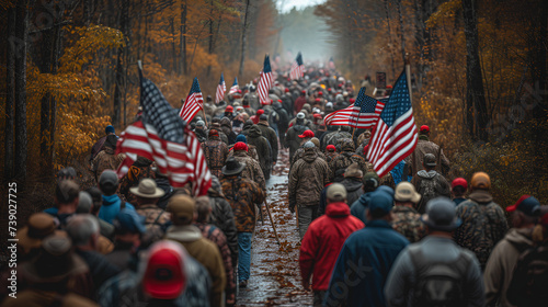 Political polarization - America divided - secession - civil war - conflict between the states - red versus blue - conservative versus liberal - militia - army - rally - soldier  © Jeff