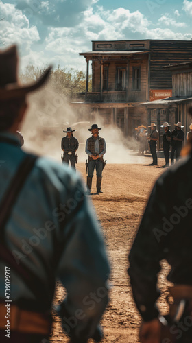 High Noon Duel in the Old West - Cowboys at the Ready - western - street - cowboys - duel