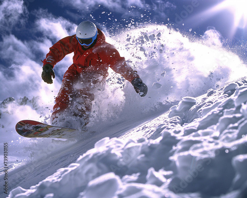 Snowboarder taking flight off a halfpipe gravity defying moment winters exhilarating escape
