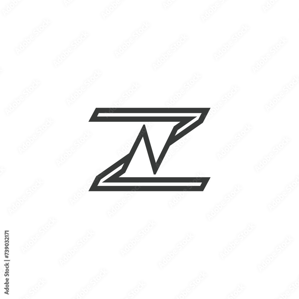 ZN, NZ, N AND Z Abstract initial monogram letter alphabet logo design