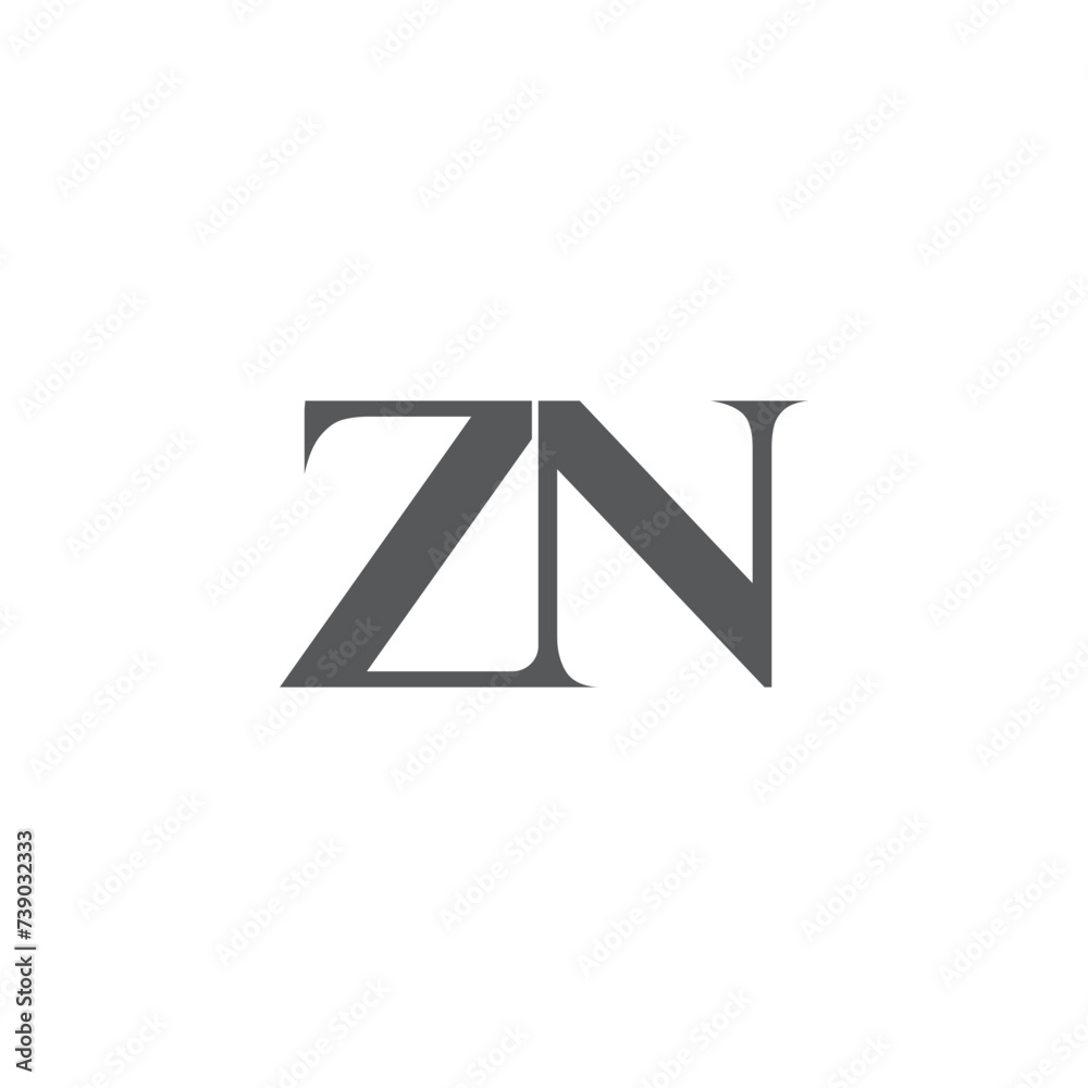 Alphabet letters Initials Monogram logo ZN, NZ, Z and N Alphabet letters Initials Monogram logo ZN, NZ, Z and N