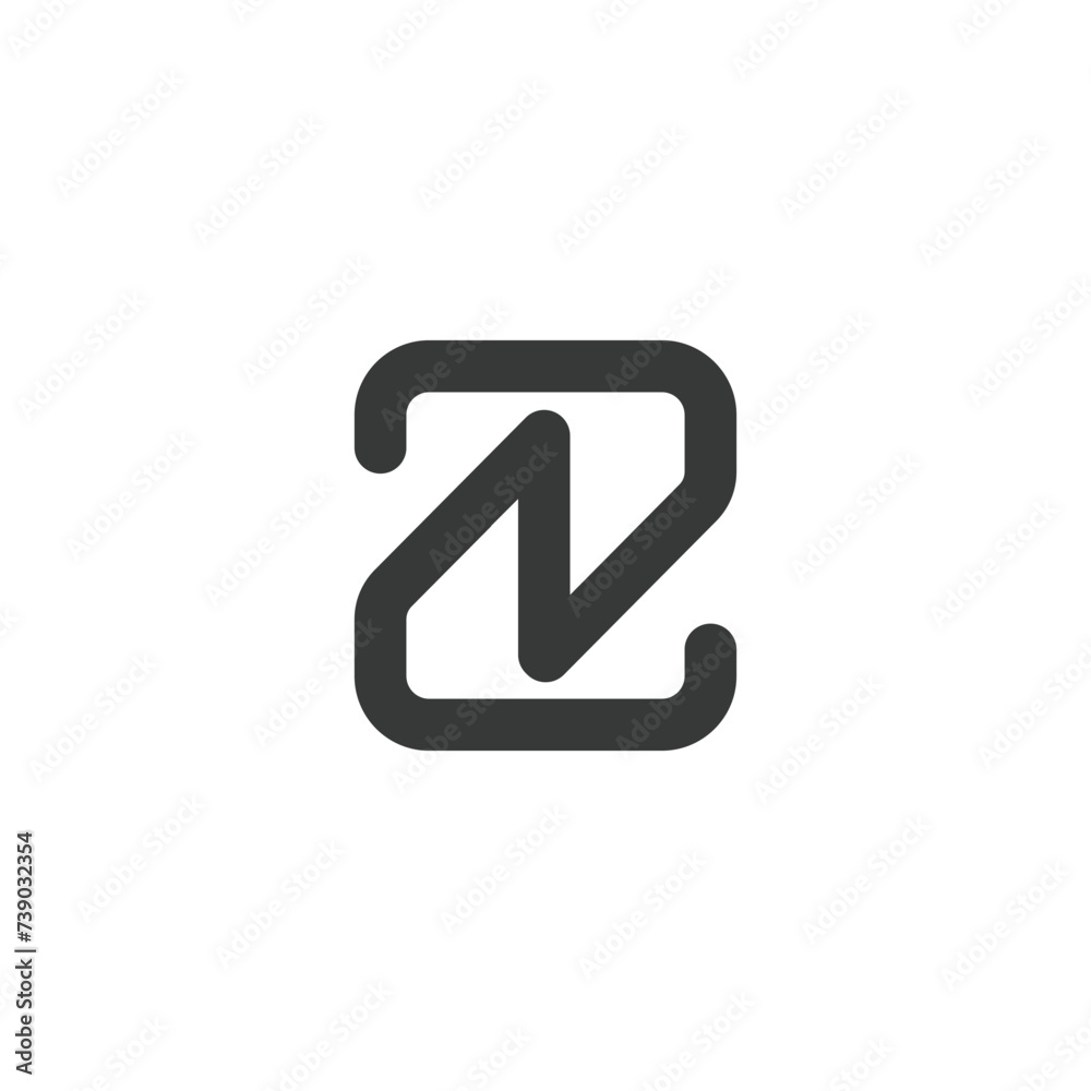 Alphabet letters Initials Monogram logo ZN, NZ, Z and N Alphabet letters Initials Monogram logo ZN, NZ, Z and N