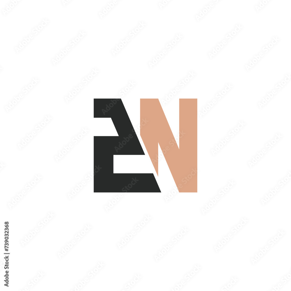 Alphabet letters Initials Monogram logo ZN, NZ, Z and N Alphabet letters Initials Monogram logo ZN, NZ, Z and N