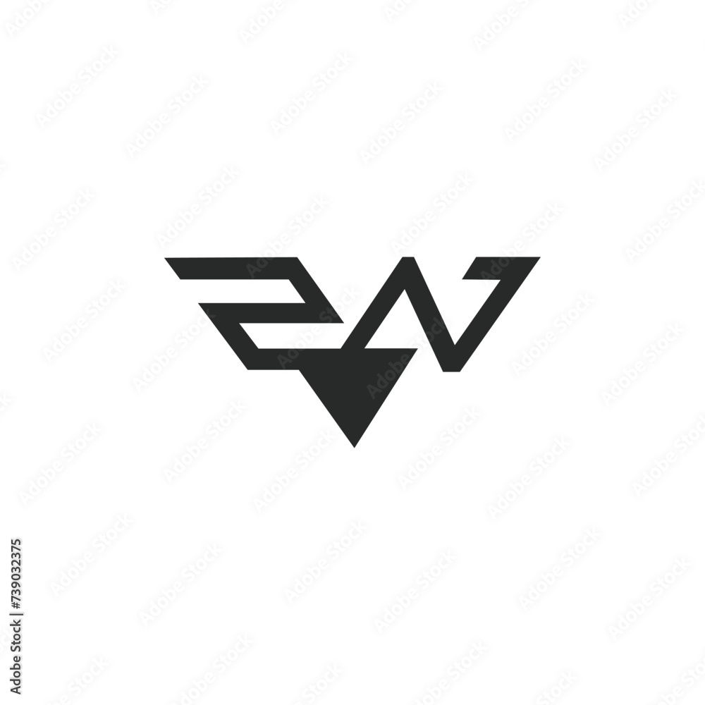 Alphabet letters Initials Monogram logo ZN, NZ, Z and N Alphabet letters Initials Monogram logo ZN, NZ, Z and N