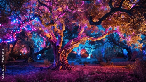 Magical fantasy fairy tale scenery, night in a forest © Mark Pollini