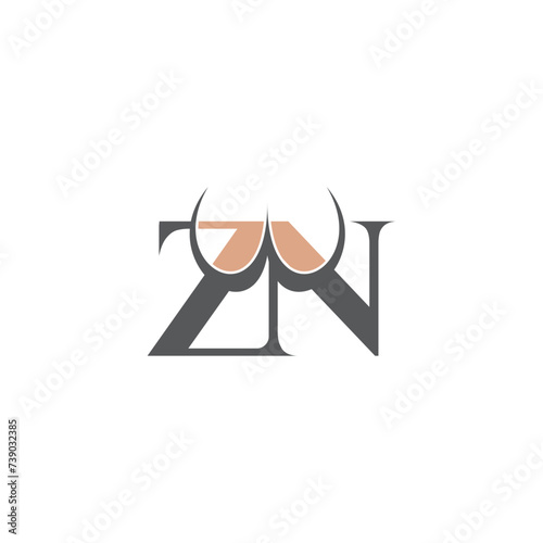 Alphabet letters Initials Monogram logo ZN, NZ, Z and N