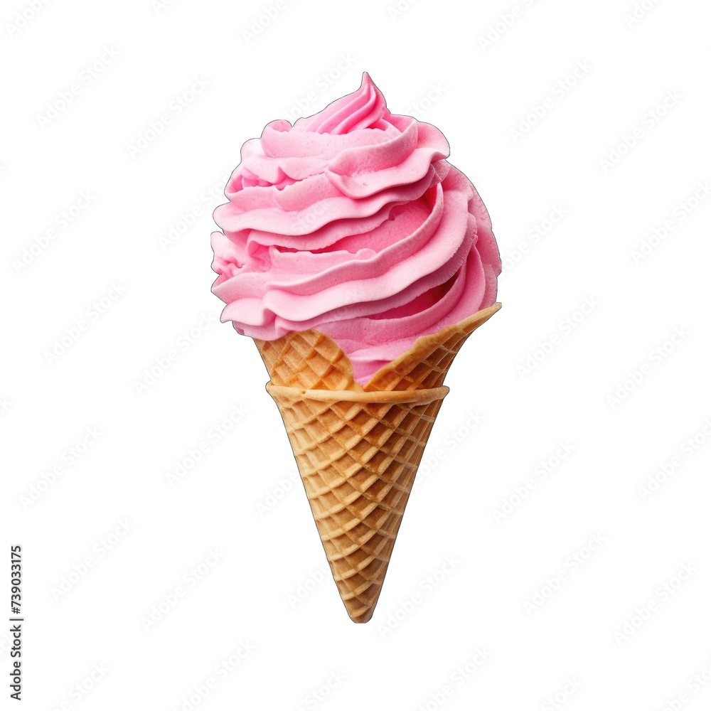 A strawberry ice cream cone with pink ice cream forming a splash around the conn png A strawberry ice cream cone with pink ice cream forming a splash around the conn png