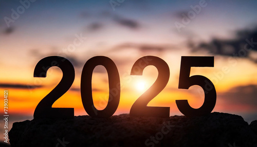 New Year 2025: Silhouette sunset represents hope, transition, and new beginnings