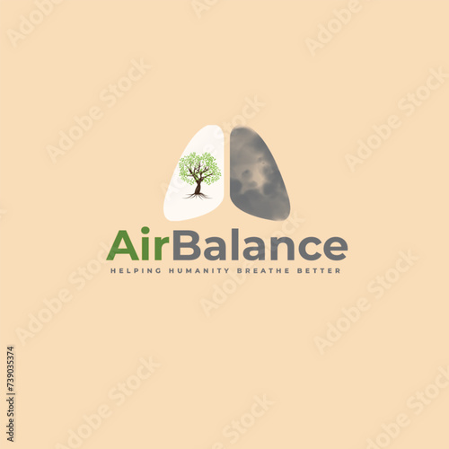 Vector lungs medical logo vector logo illustration nature and smoke colorful style template