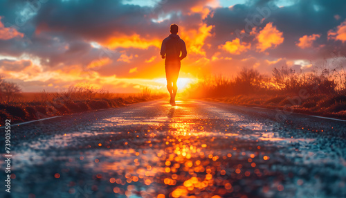 person running in the sunset