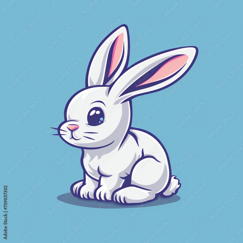 Cute rabbit flat logo illustration, cartoon rabbit icon. Cute rabbit flat logo illustration, cartoon rabbit icon.